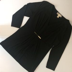 Michael Kors Gold-Bar Gathered Front Blouse